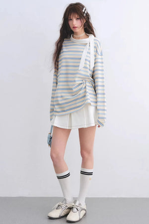 Retro Striped Color-Blocked Top