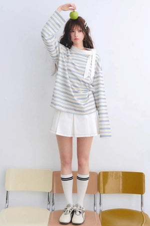 Retro Striped Color-Blocked Top