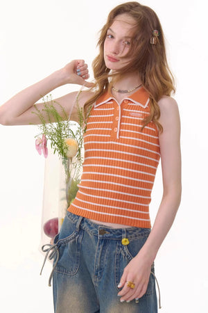 Retro Striped Knit Top