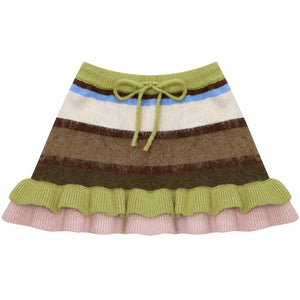Retro Striped Knitted Skirt