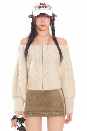 Retro Suede Studded Skirt