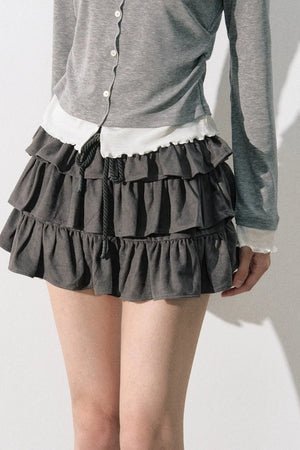 Retro Suede Tiered Skirt