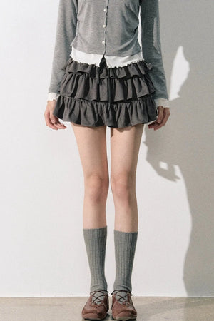 Retro Suede Tiered Skirt