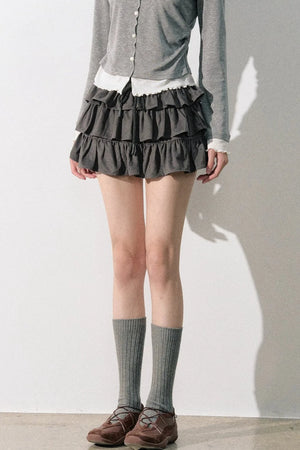 Retro Suede Tiered Skirt