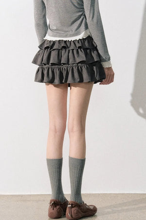 Retro Suede Tiered Skirt