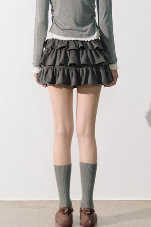 Retro Suede Tiered Skirt