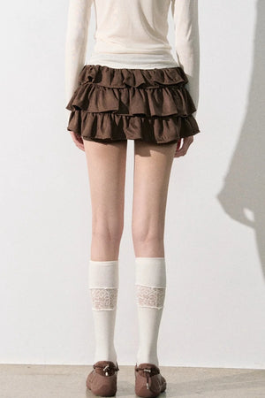 Retro Suede Tiered Skirt
