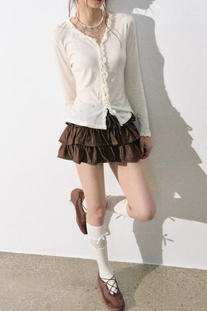 Retro Suede Tiered Skirt