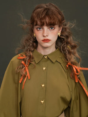 Retro Three-dimensional Lantern Sleeve Shirt