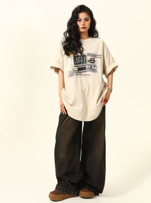 Retro TV Printed Short Sleeve T-Shirt