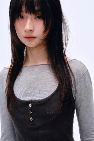 Retro U-Neck Slim-Fit Top
