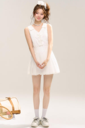Retro V-Neck Porcelain Dress