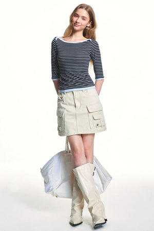 Retro Washed Slimming Denim Skirt