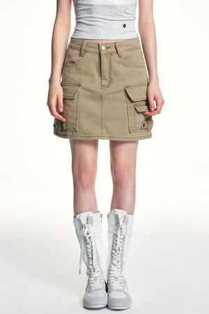 Retro Washed Slimming Denim Skirt
