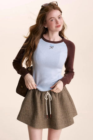 Retro Wool Plaid Skirt
