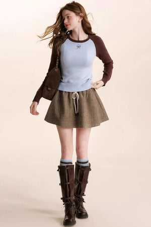 Retro Wool Plaid Skirt