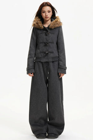 Retro Woolen Jacket & Pants Set-Up