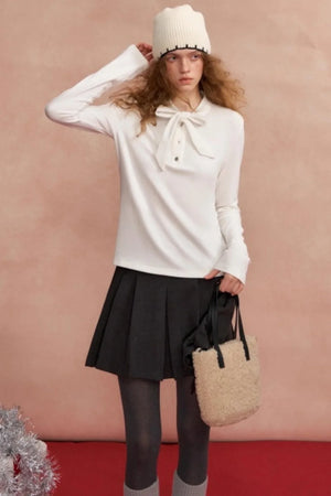 Retro Woolen Pleated Skirt