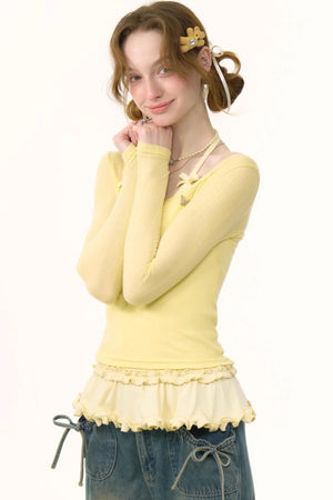 Retro Yellow Knit Top