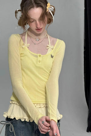 Retro Yellow Knit Top