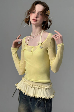 Retro Yellow Knit Top