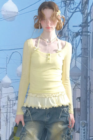 Retro Yellow Knit Top