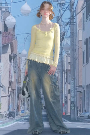 Retro Yellow Knit Top