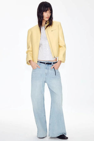 Retro Yellow Leather Jacket