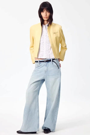 Retro Yellow Leather Jacket