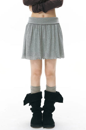 Reversible A-Line Cuffed Waistband Knit Skirt