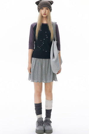 Reversible A-Line Cuffed Waistband Knit Skirt