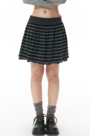 Reversible A-Line Cuffed Waistband Knit Skirt
