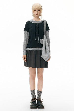 Reversible A-Line Cuffed Waistband Knit Skirt