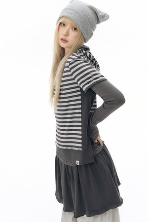 Reversible A-Line Cuffed Waistband Knit Skirt