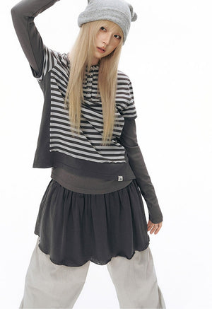 Reversible A-Line Cuffed Waistband Knit Skirt