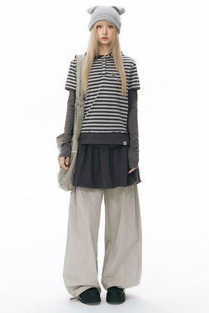 Reversible A-Line Cuffed Waistband Knit Skirt