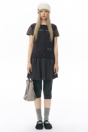 Reversible A-Line Cuffed Waistband Knit Skirt