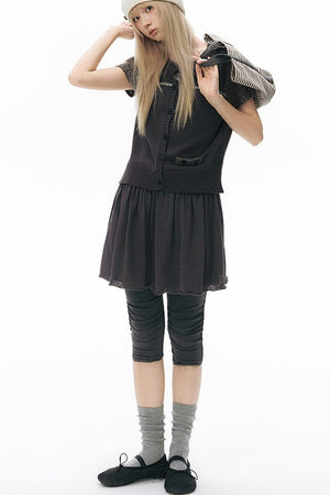 Reversible A-Line Cuffed Waistband Knit Skirt
