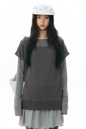 Reversible A-Line Cuffed Waistband Knit Skirt