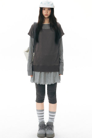 Reversible A-Line Cuffed Waistband Knit Skirt