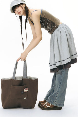 Reversible Color-Blocked Knit Skirt