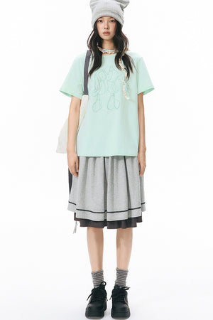 Reversible Color-Blocked Knit Skirt