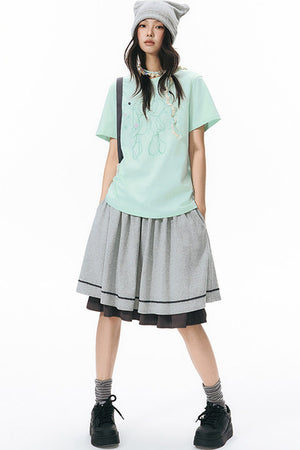 Reversible Color-Blocked Knit Skirt