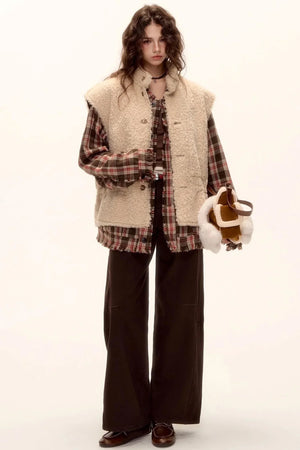 Reversible Fur Suede Vest Jacket