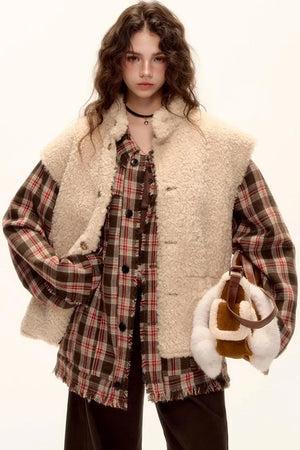 Reversible Fur Suede Vest Jacket