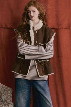 Reversible Fur Suede Vest Jacket