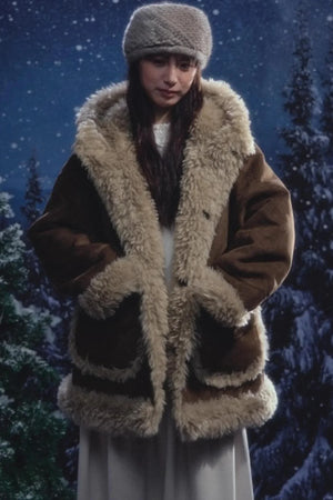 Reversible Hooded Suede Coat