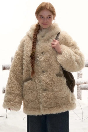 Reversible Hooded Suede Coat