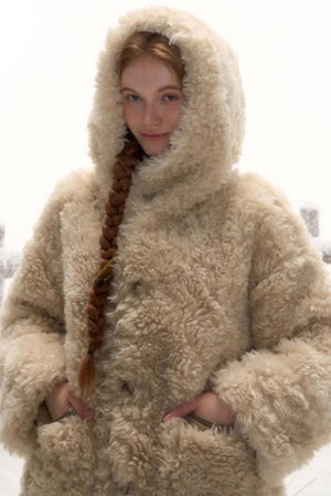 Reversible Hooded Suede Coat