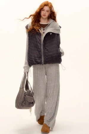 Reversible Plaid Lace Vest
